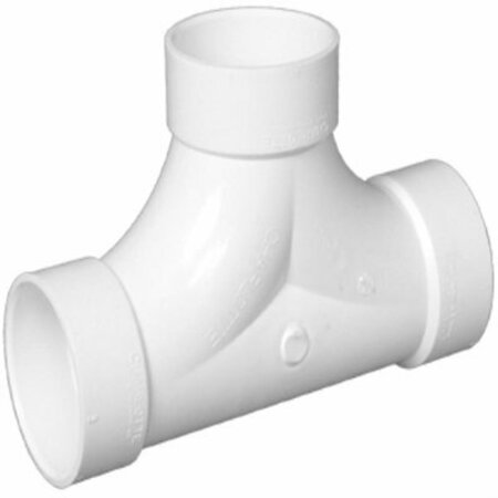 GENOVA Canplas 193724 2-Way Cleanout Pipe Tee, 4 In, Hub, Pvc, White PVC 00448  0800HA